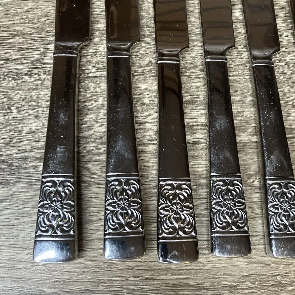 Reed & Barton Lot Of 6 Harvest Bouquet Stainless Steel Steak Knives Replacement